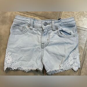 Cat & Jack Light Blue Kids Denim Shorts with Floral Lace
